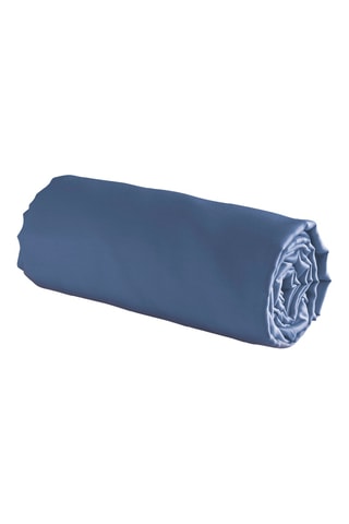 Sábana bajera de percal de algodón 95 hilos/cm² Uni - Azul