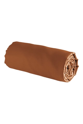 Sábana bajera de satén de algodón 80 hilos/cm² Liso - Marrón