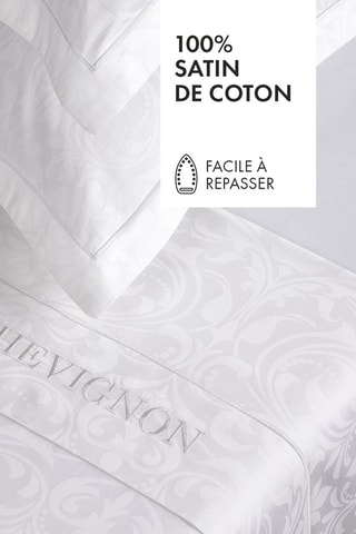 Juego de cama de satén de algodón tejido jacquard 120 hilos/cm² Victorian - Blanco 