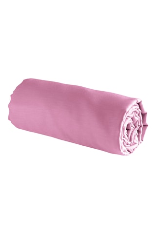 Sábana bajera de satén de algodón 120 hilos/cm² Liso - Rosa