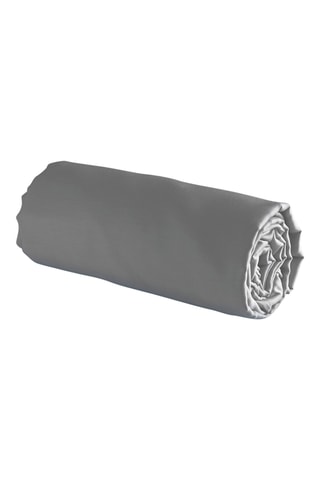 Sábana bajera de satén de algodón 120 hilos/cm² Liso - Gris claro