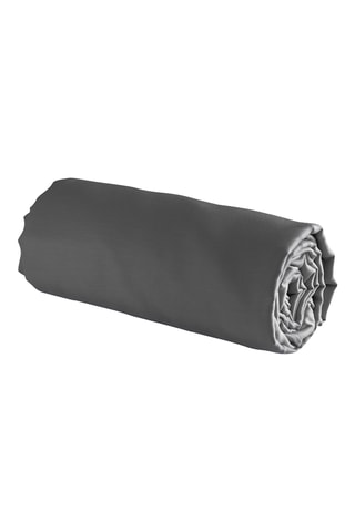 Sábana bajera de satén de algodón 120 hilos/cm² Liso - Gris oscuro
