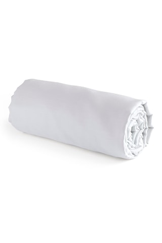 Sábana bajera de satén de algodón 120 hilos/cm² Liso - Blanco