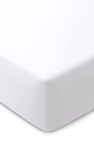 Sábana bajera de satén de algodón 120 hilos/cm² Liso - Blanco