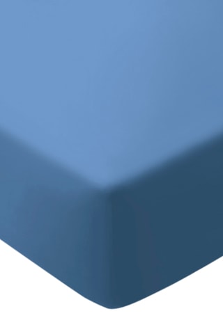 Sábana bajera de percal de algodón 95 hilos/cm² Uni - Azul