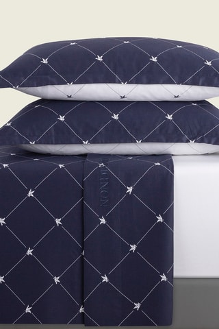 Parure letto in raso di cotone 80 fili/cm² Canards Evy - Blu