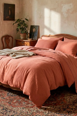 2 fundas de almohada de gasa de algodón Uni - 85 hilos/cm² - Terracota
