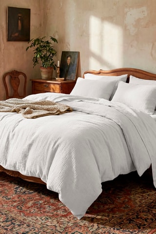 2 fundas de almohada de gasa de algodón Uni - 85 hilos/cm² - Blanco