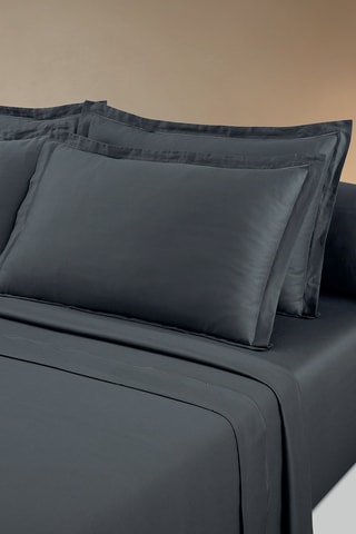 2 fundas de almohada de satén de algodón 80 hilos/cm² Uni 1 baratta - Gris oscuro