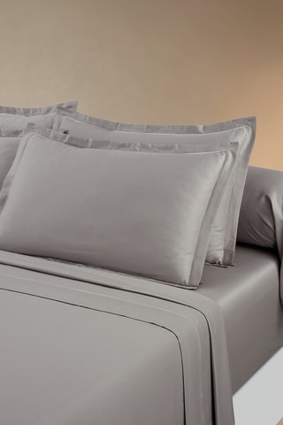 2 fundas de almohada de satén de algodón 80 hilos/cm² Uni 1 baratta - Topo