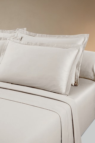 2 fundas de almohada de satén de algodón 80 hilos/cm² Uni 1 baratta - Topo