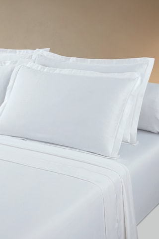 2 fundas de almohada de satén de algodón 80 hilos/cm² Uni 1 baratta - Blanco