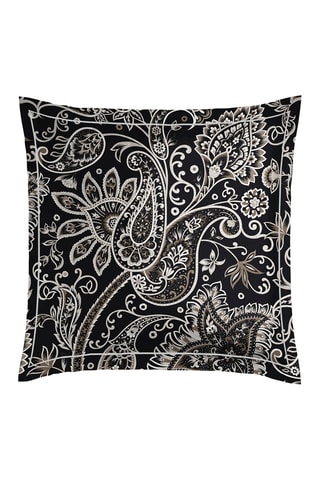 2 fundas de almohada de satén de algodón 80 hilos/cm² Paisley - Negro y blanco