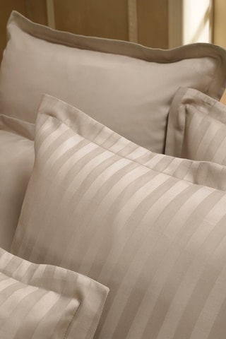 2 fundas de almohada de satén de algodón 120 hilos/cm² Jacquard - Topo