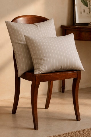 2 federe in raso di cotone 80 fili/cm² Rayures classiques - Taupe e bianco