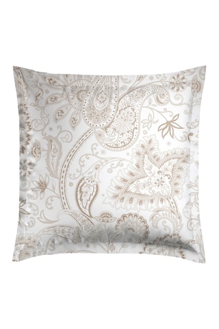 2 federe in raso di cotone 80 fili/cm² Paisley - Bianco e taupe