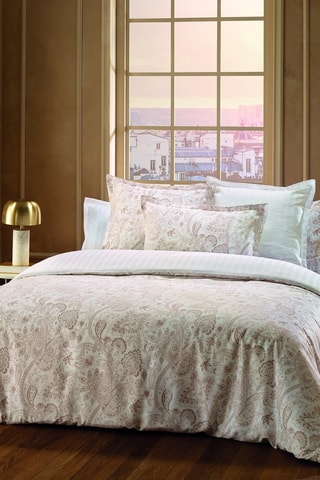 2 federe in raso di cotone 120 fili/cm² Paisley - Beige