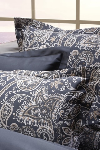 2 fundas de almohada de satén de algodón 120 hilos/cm² Paisley - Gris