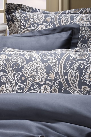 2 fundas de almohada de satén de algodón 120 hilos/cm² Paisley - Gris