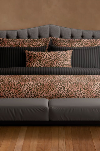 2 fundas de almohada de satén de algodón 80 hilos/cm² Élégance sauvage - Marrón y negro