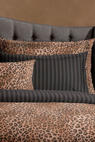 2 fundas de almohada de satén de algodón 80 hilos/cm² Élégance sauvage - Marrón y negro
