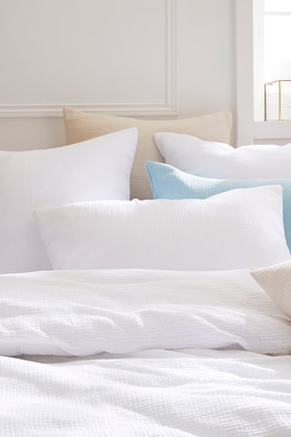 2 fundas de almohada de gasa de algodón 80 hilos/cm² Uni - Blanco