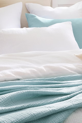 2 fundas de almohada de gasa de algodón 80 hilos/cm² Uni - Blanco