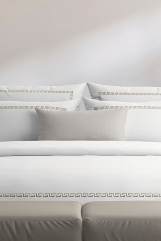 2 fundas de almohada de satén de algodón 80 hilos/cm² Maison royale - Blanco y gris oscuro