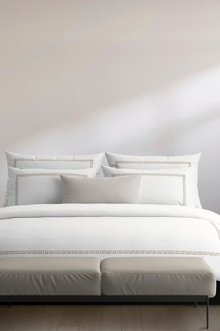 2 fundas de almohada de satén de algodón 80 hilos/cm² Maison royale - Blanco y gris oscuro