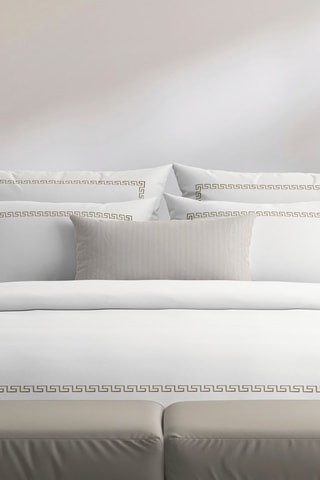 2 fundas de almohada de satén de algodón 80 hilos/cm² Maison royale - Blanco y gris oscuro