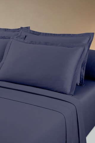 2 fundas de almohada de satén de algodón 80 hilos/cm² Uni 1 baratta - Azul marino