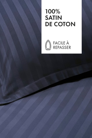 2 fundas de almohada de satén de algodón tejido 80 hilos/cm² Dobby - Azul oscuro - 50 x 70 cm
