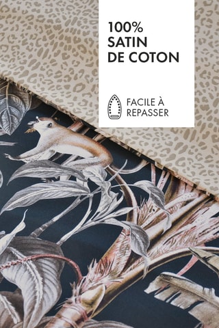 2 federe in raso di cotone 80 fili/cm² Sauvage - Blu scuro
