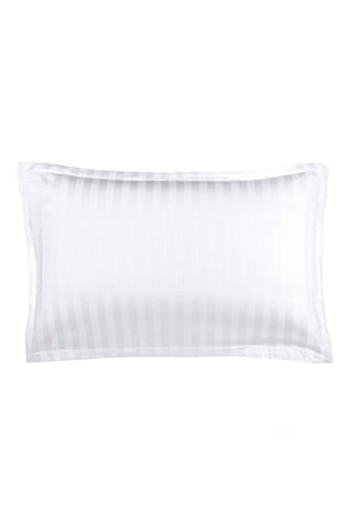 2 fundas de almohada de satén de algodón 120 hilos/cm² Jacquard - Blanco