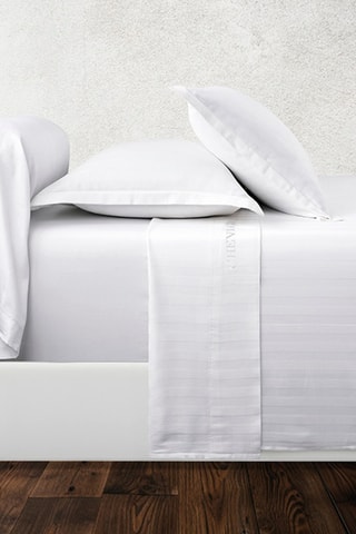 2 fundas de almohada de satén de algodón 120 hilos/cm² Jacquard - Blanco