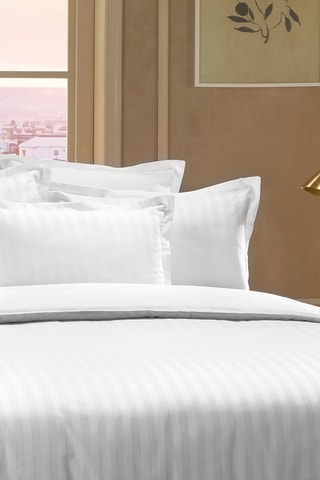 2 fundas de almohada de satén de algodón 120 hilos/cm² Jacquard - Blanco