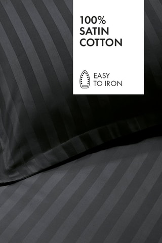 2 fundas de almohada de satén de algodón tejido jacquard 80 hilos/cm² - Negro - 63 x 63 cm