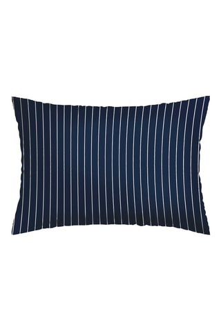 2 federe in raso di cotone 80 fili/cm² Rayures classiques - Blu scuro