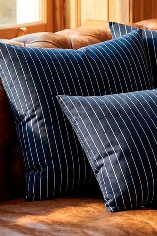 2 federe in raso di cotone 80 fili/cm² Rayures classiques - Blu scuro