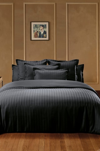 Juego de nórdico de satén de algodón tejido jacquard 80 hilos/cm² - Negro