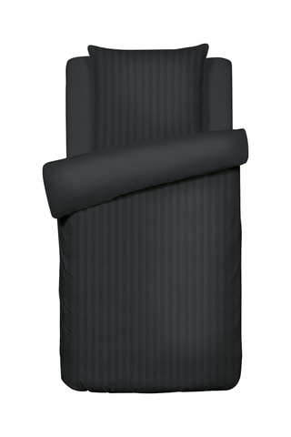 Juego de nórdico de satén de algodón tejido jacquard 80 hilos/cm² - Negro