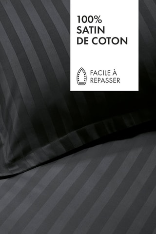 Juego de nórdico de satén de algodón tejido jacquard 80 hilos/cm² - Negro