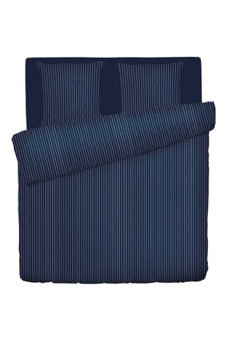 Parure copripiumino in raso di cotone 80 fili/cm² Rayures classiques - Blu scuro
