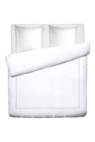 Juego de nórdico de satén de algodón 80 hilos/ cm² Maison royale - Gris y blanco