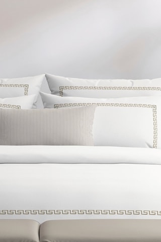 Juego de nórdico de satén de algodón 80 hilos/ cm² Maison royale - Gris y blanco