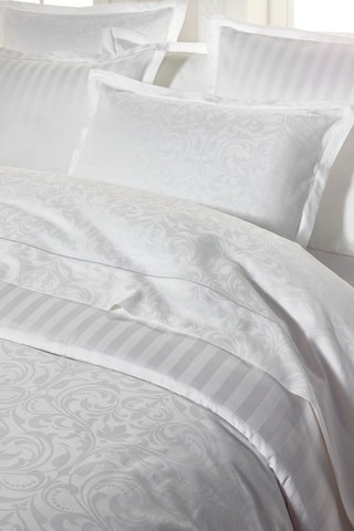 Juego de nórdico de satén de algodón tejido jacquard 120 hilos/cm² Victorian - Blanco