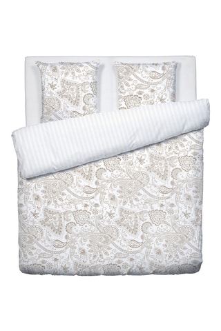 Parure copripiumino in raso di cotone 78 fili/cm² - Taupe e bianco