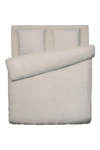 Parure copripiumino in raso di cotone 80 fili/cm² Rayures classiques - Taupe e bianco