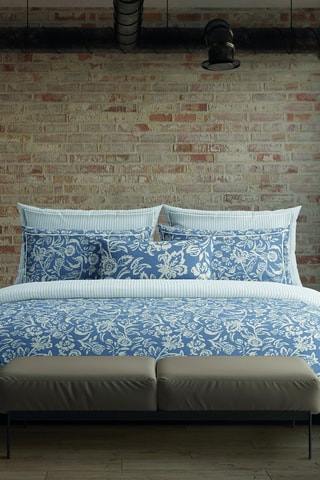 Parure copripiumino in raso di cotone 80 fili/cm² Bleu Jardin - Cobalto