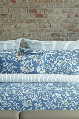 Parure copripiumino in raso di cotone 80 fili/cm² Bleu Jardin - Cobalto